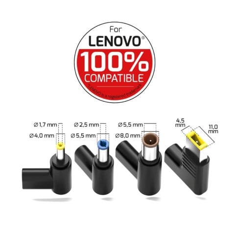 Port Alimentation secteur GaN 65W pour Lenovo - 4 embouts (904065LEEU) - Achat / Vente Chargeur sur Cybertek.fr - 1