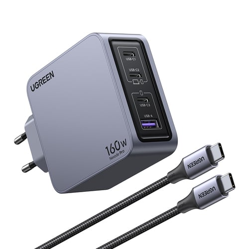 UGREEN Chargeur secteur 160W 4 ports + Câble USB-C - 1,5m (25877) - Achat / Vente Chargeur sur Cybertek.fr - 3