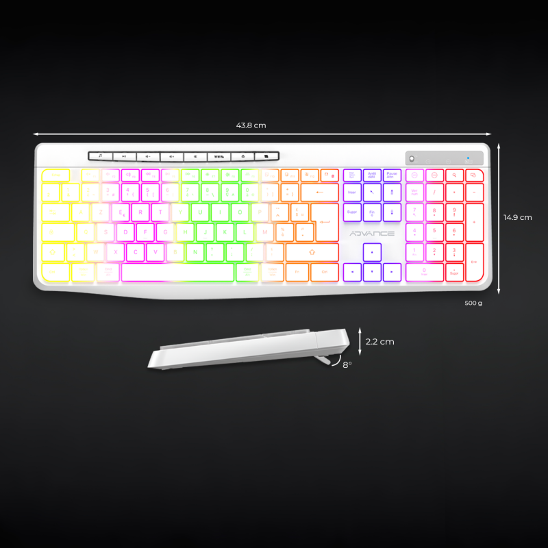 Advance R-TYPE Blanc Sans fil/RGB/Batterie/IPX4/Win et Mac - Clavier PC - 7
