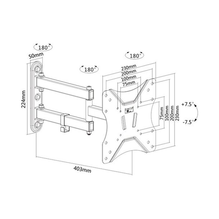 Support mural articulé 3 axes pour écran 23"-42"# - Accessoire écran - 1