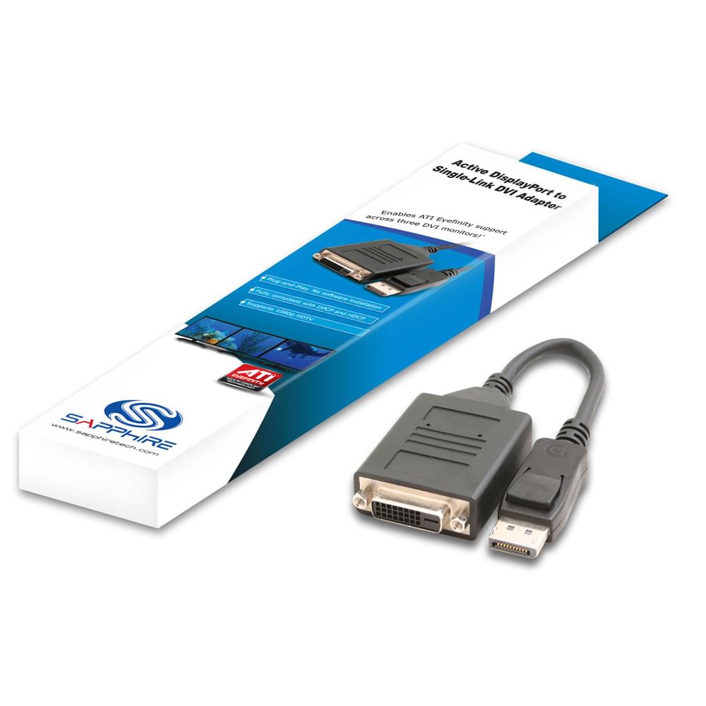 Connectique PC Sapphire Adaptateur DisplayPort Male Actif vers DVI-D