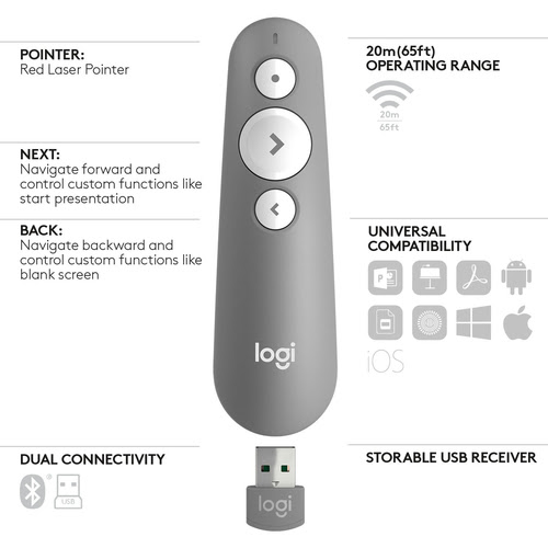 Logitech R500 Laser Presentation Remote Grey (910-006520) - Achat / Vente Vidéoconférence sur Cybertek.fr - 4