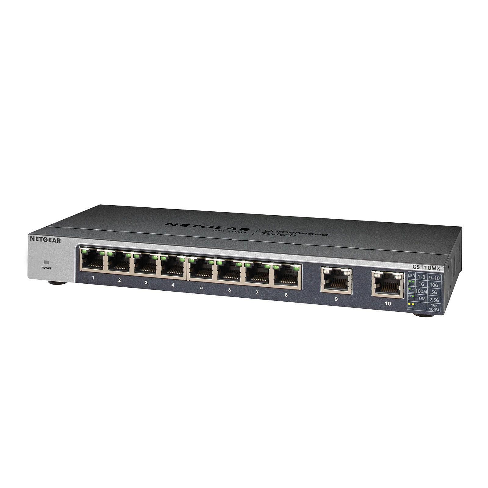 Switch Netgear 8 ports Gigabit + 2 ports 10Gb - GS110MX - 3