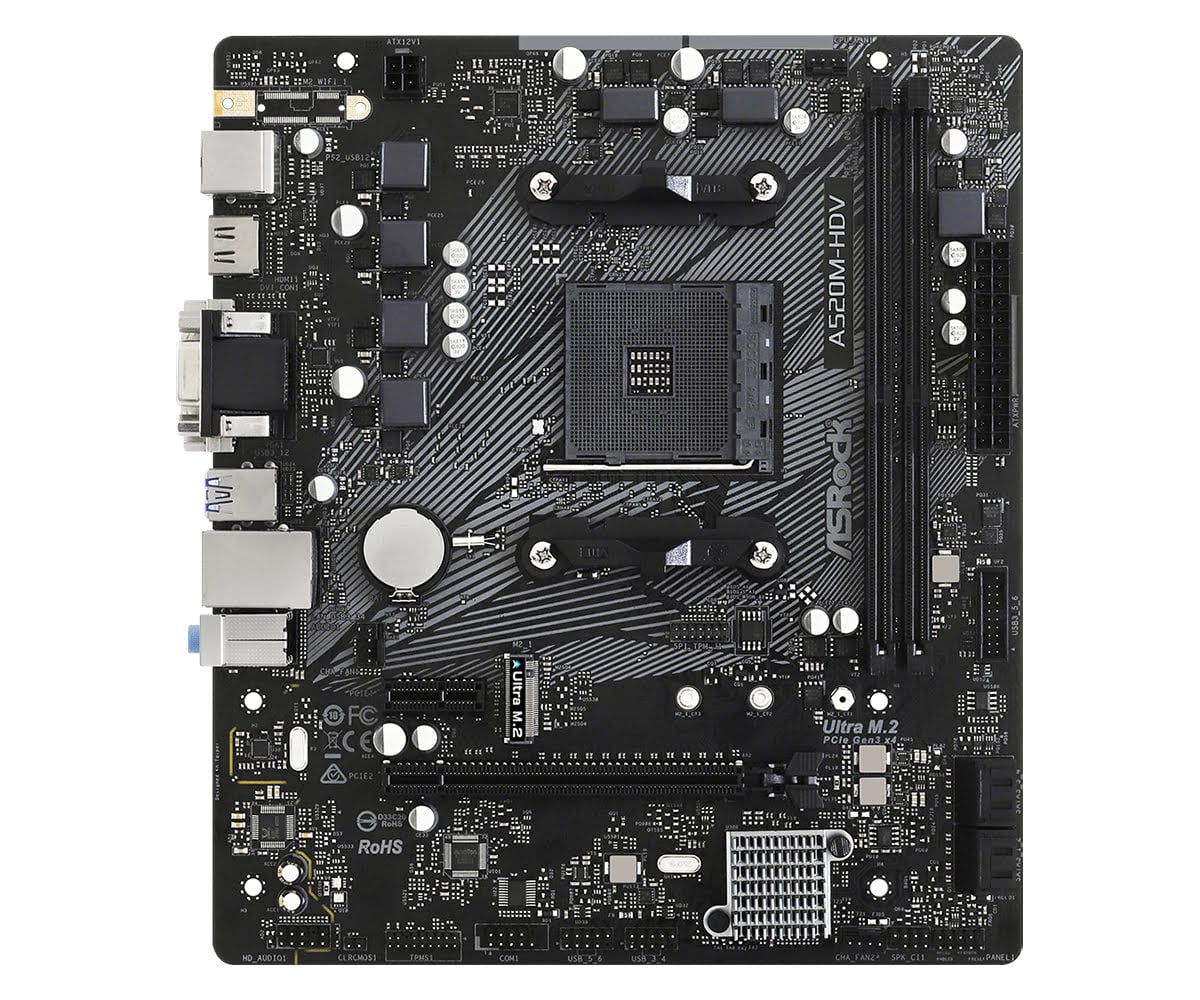 ASRock A520M-HDV Micro-ATX  - Carte mère ASRock - Cybertek.fr - 3