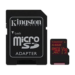 Carte mémoire Kingston Micro SDHC 64Go Class 10 A1 V30 + Adapt SDCR/64GB Cybertek