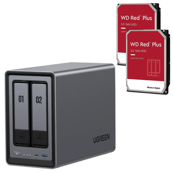 UGREEN DXP2800 - 2 Baies avec 2 disques WD 4To RED Plus - Serveur NAS - 0