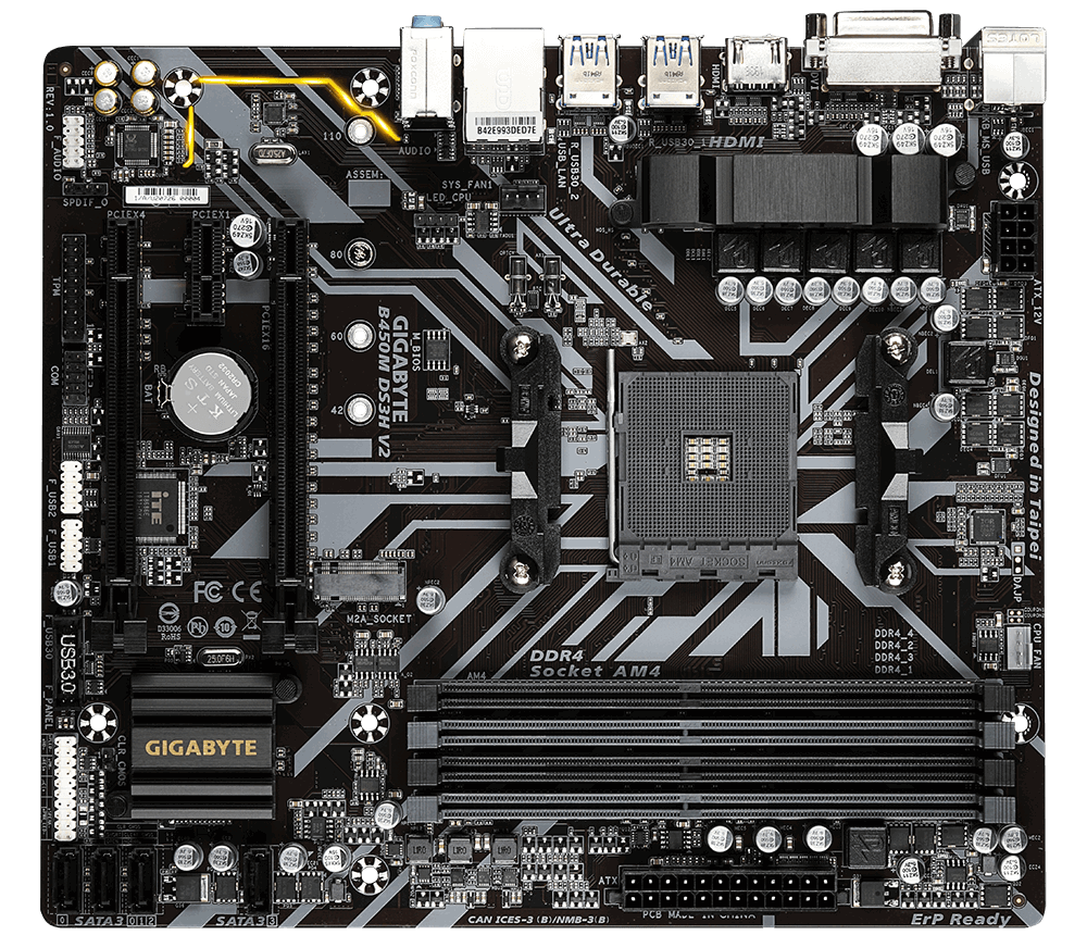 Gigabyte B450M DS3H V2 Micro-ATX DDR4 - Carte mère Gigabyte