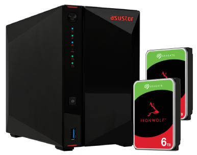Serveur NAS Asustor AS5402T - 2 baies avec 2 disques de 6To IronWolf SATA III Cybertek