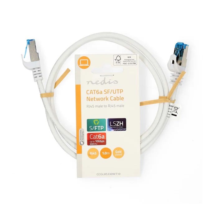 Câble RJ45 Cat6a S/FTP - 1m - Blanc - Connectique réseau - 0