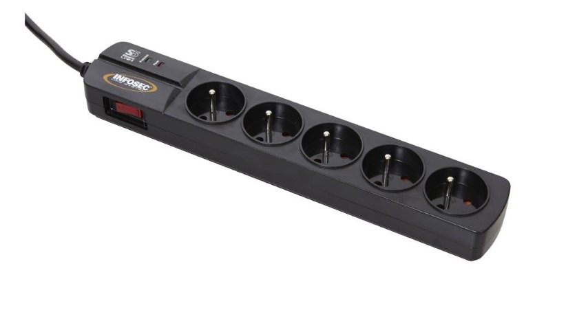 Infosec S5 Black Line II - 5 prises (61295) - Achat / Vente Parasurtenseurs - Multiprises sur Cybertek.fr - 0