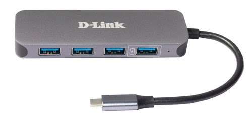 D-Link 5 Ports - USB-C vers USB 3.0/USB-C Power delivery  - Hub - 1