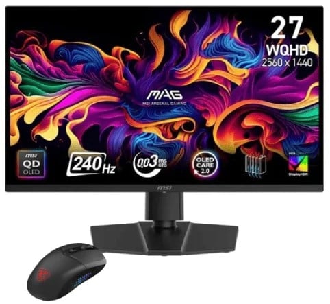 Ecran PC MSI MAG 271QP QD-OLED X24 - 26.5" QD-OLED QHD 240Hz 0.03ms HDR400 Adaptive-Sync + Souris VERSA 300 ELITE Cybertek
