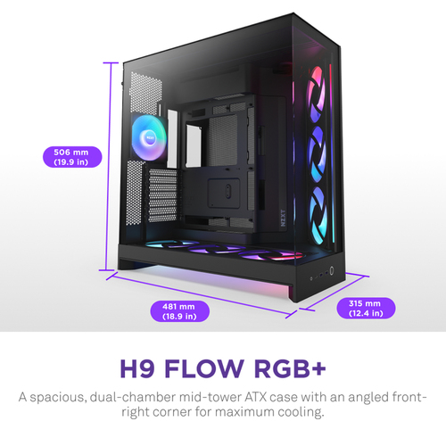 NZXT H9 Flow RGB+ Noir Noir - Boîtier PC NZXT - Cybertek.fr - 1