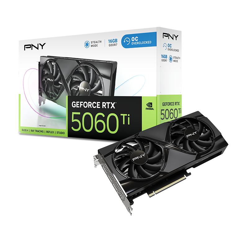 PNY RTX 5060Ti 16Go Overclocked Dual Fan  - Carte graphique PNY - 9