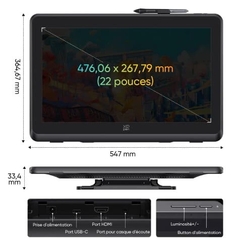 XPPEN Artist 22 Plus/5080LPI/22"/Noir - Tablette graphique XPPEN - 1