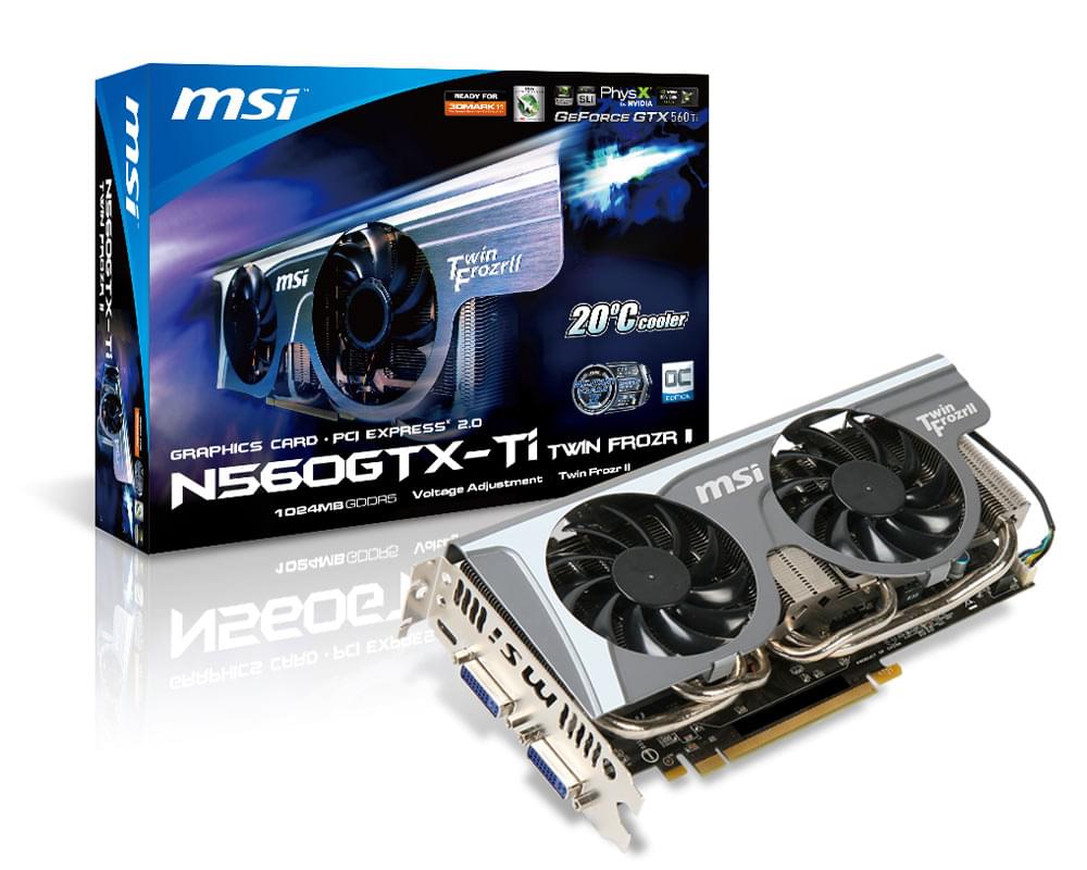 MSI GF GTX 560Ti N560GTX-TI Twin Frozr II/OC 1Go - Carte graphique - 0