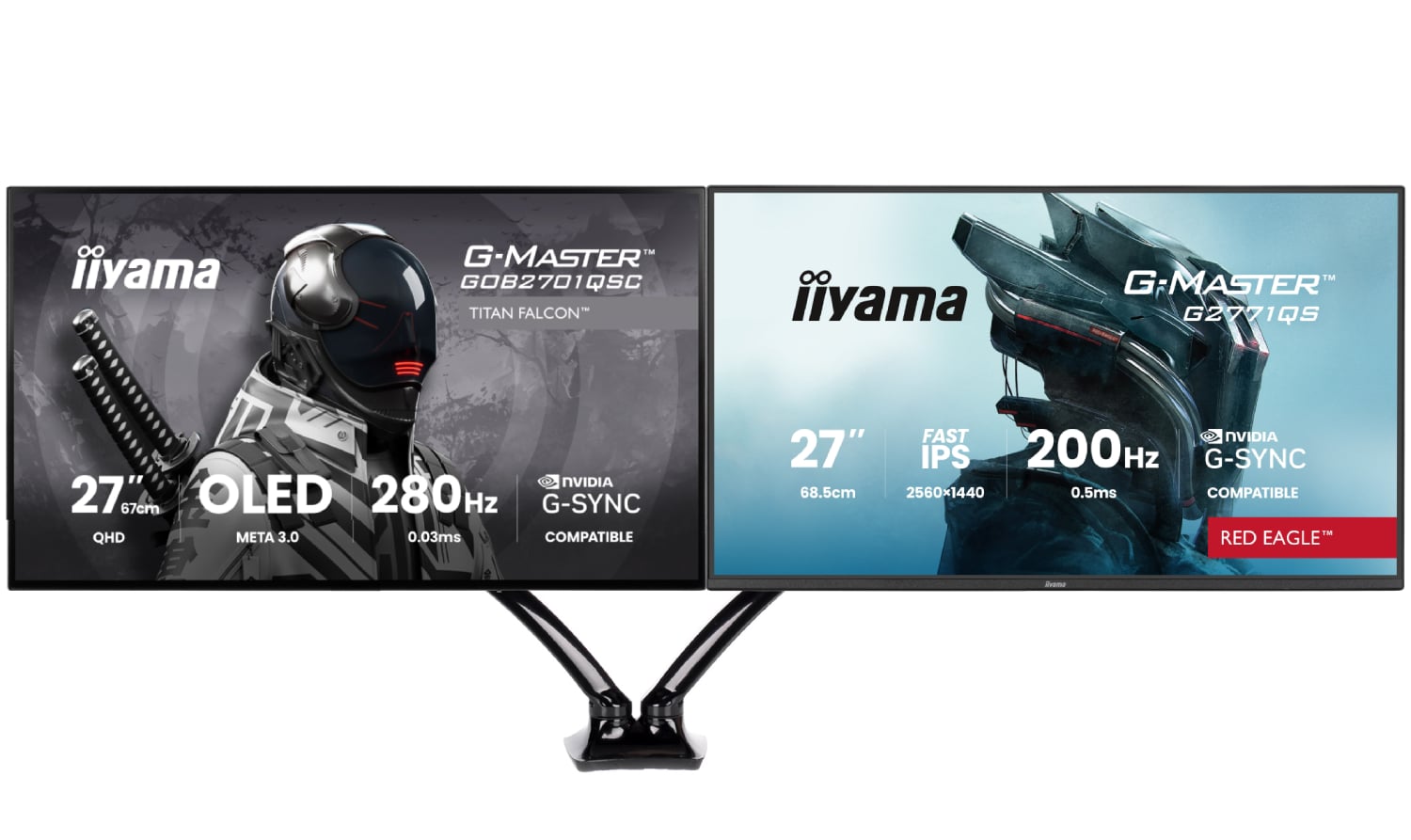 Iiyama 27 pouces  GOB2701QSC-B1 + G2771QS-B1 + DS3002C-B1 - Ecran PC - 0