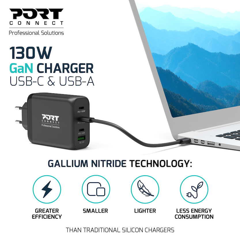 POWER SUPPLY 130 W - TYPE C & A GaN - EU - Port - 4
