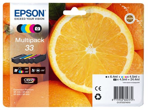 image produit Epson EPSON Orange 33  Multipack   Noire/Cyan/Magenta/Ja Cybertek