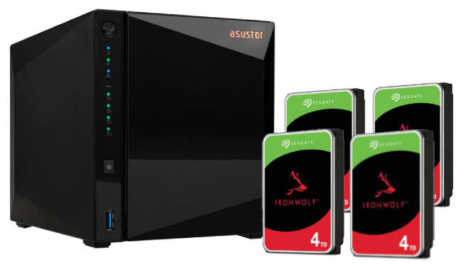 Serveur NAS Asustor AS3304T v2 - 4 baies avec 4 disques de 4To IronWolf SATA III Cybertek