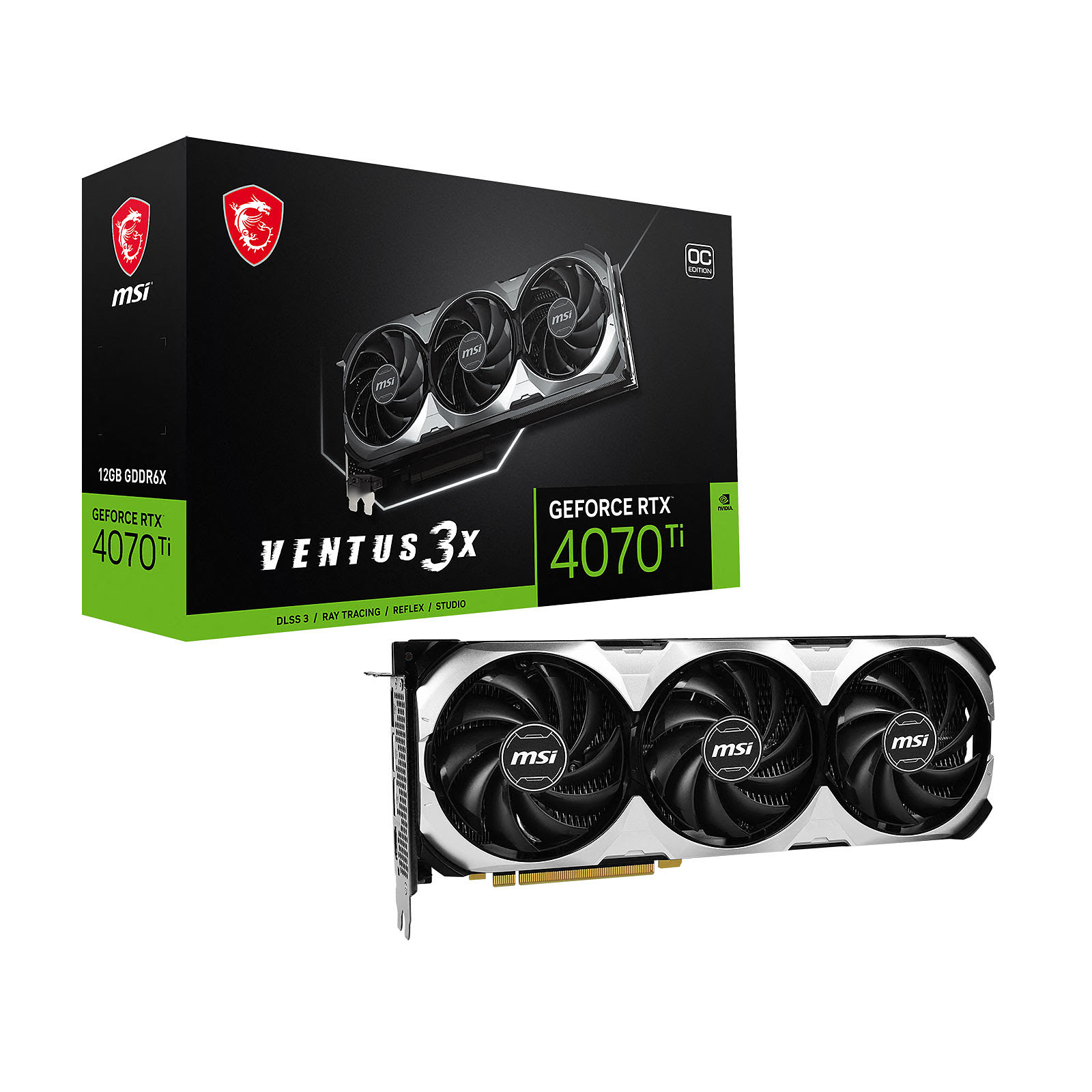 image produit MSI GeForce RTX 4070 Ti VENTUS 3X E 12G OC - DLSS 3	 Cybertek