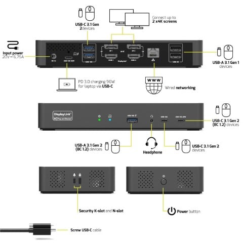 Station d'accueil 4K USB-C - 11 ports - 96W - Port - 2