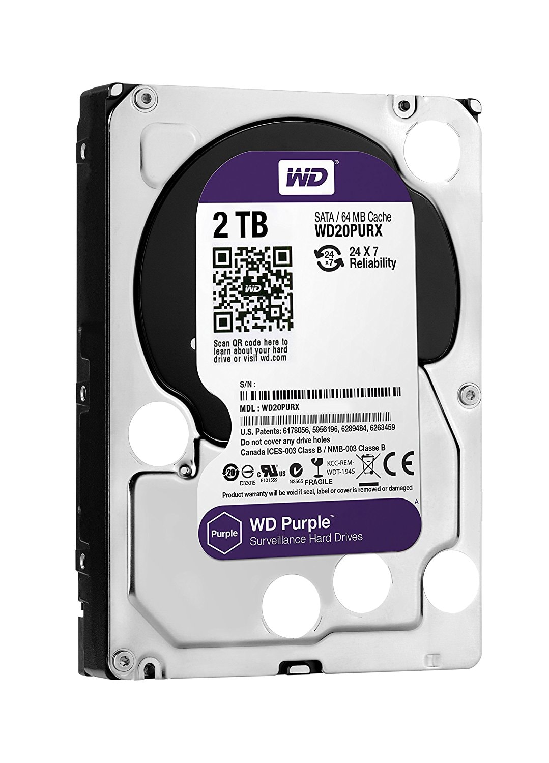 WD 2To Purple SATA III 64Mo WD20PURZ - Disque dur interne 3.5" - 3