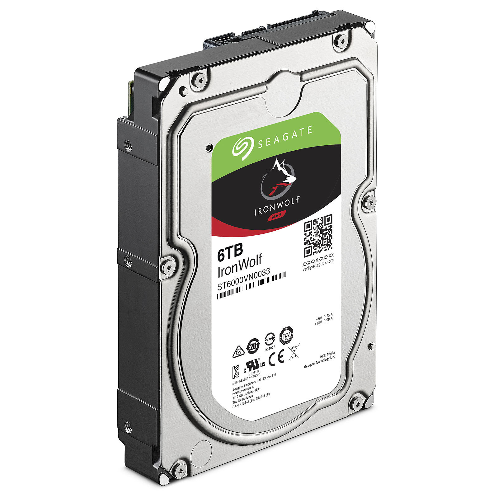 Seagate 6To SATA III 256Mo IronWolf ST6000VN001 - Disque dur 3.5" interne - 2