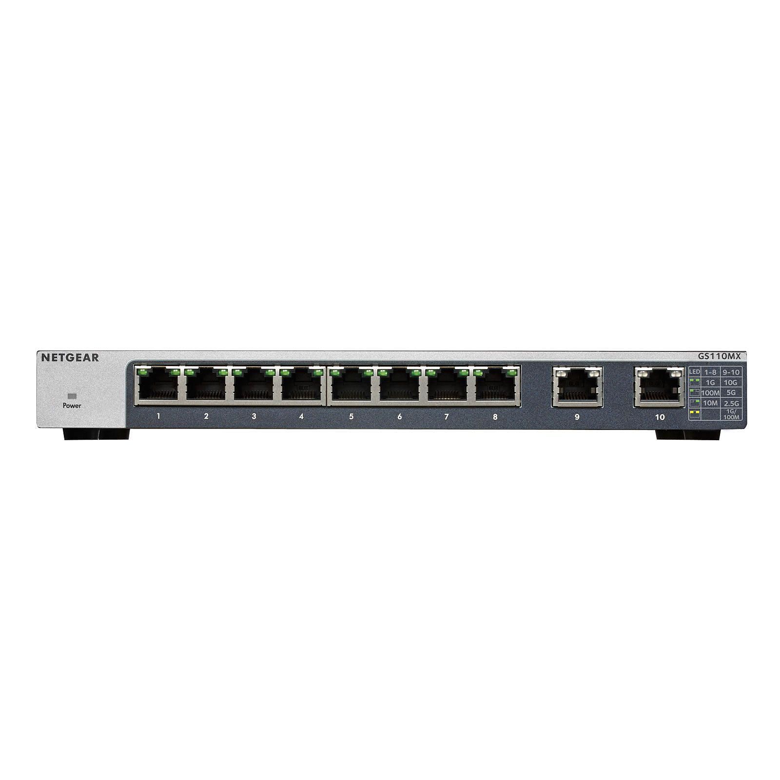 Switch Netgear 8 ports Gigabit + 2 ports 10Gb - GS110MX - 2