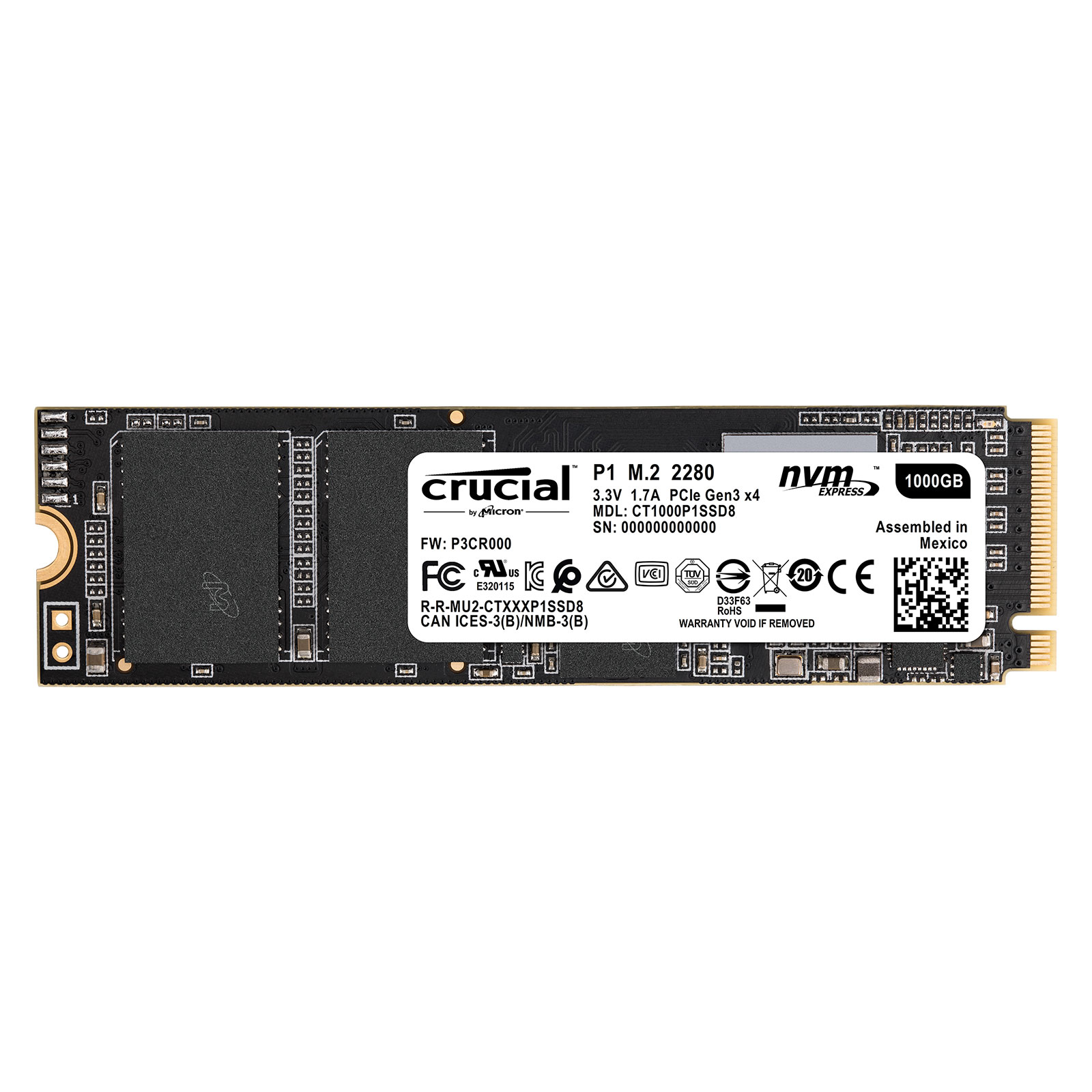 Crucial P1  M.2 - Disque SSD Crucial - Cybertek.fr - 2