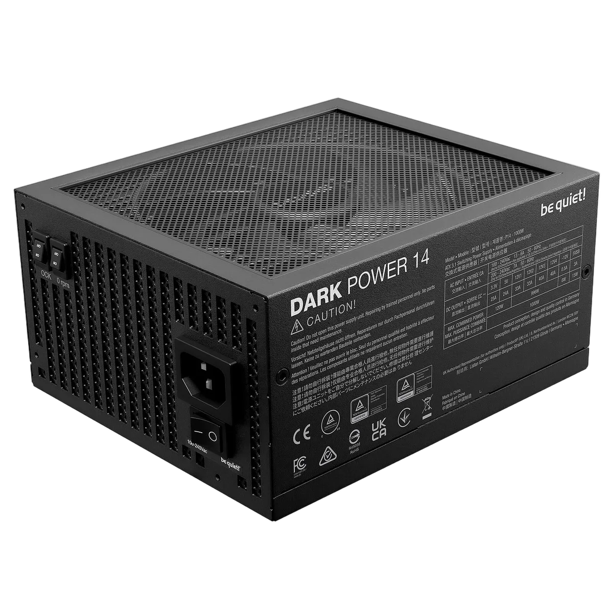be quiet! ATX 1000W Dark Power 14 80+ Cybenetics Titanium, vue 2
