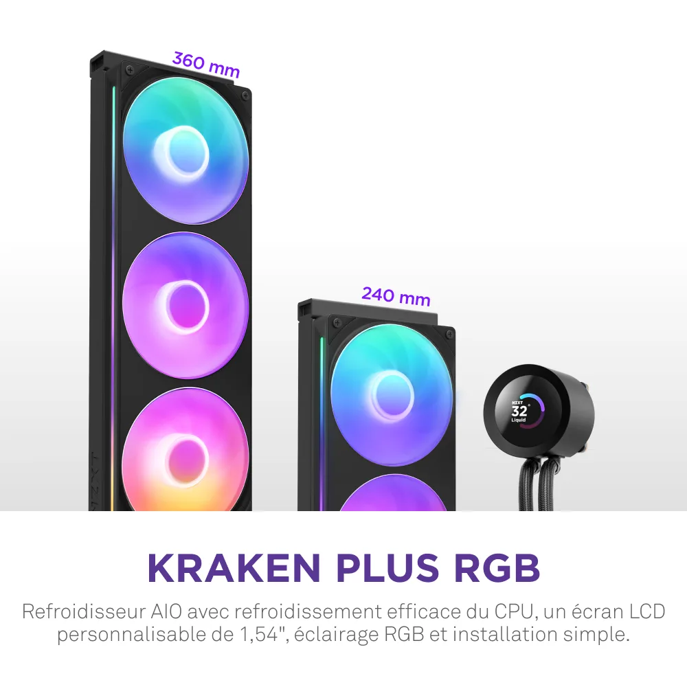 NZXT Kraken Plus 360 RGB - 360mm - Noir, vue 5