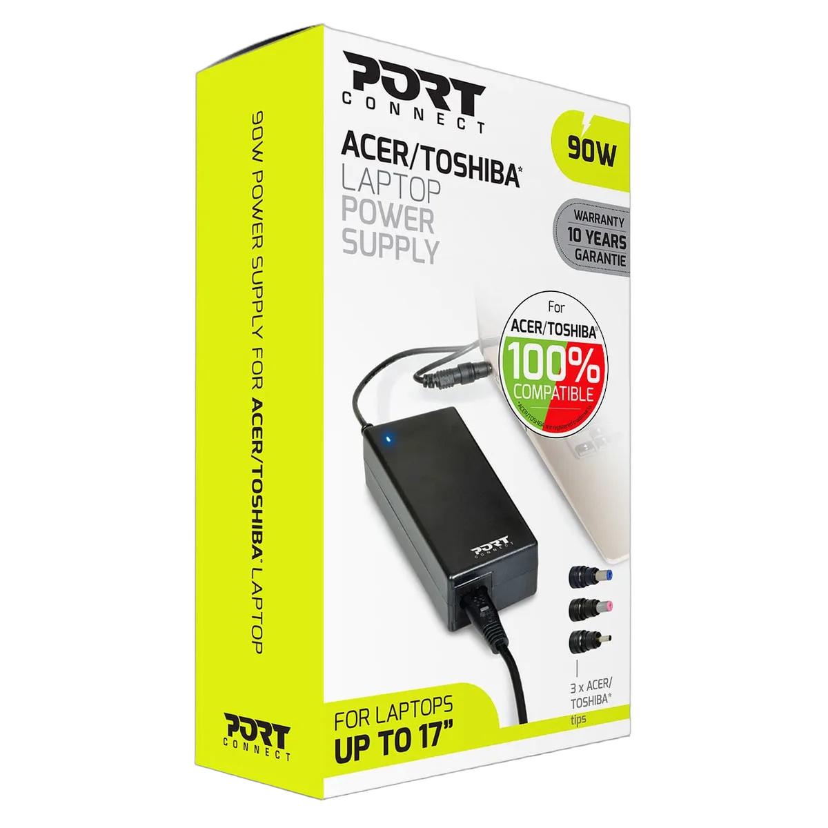 Port Chargeur secteur 90W ACER/TOSHIBA - 3 embouts, vue 2