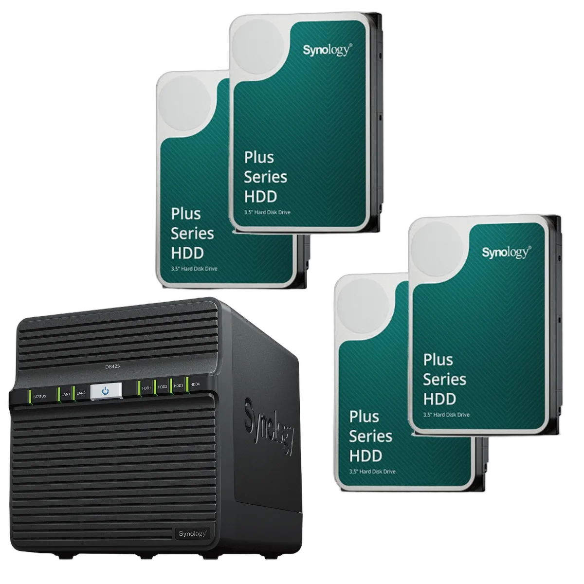 Synology DS423 - 4 Baies avec 4 disques de 6To, vue 1
