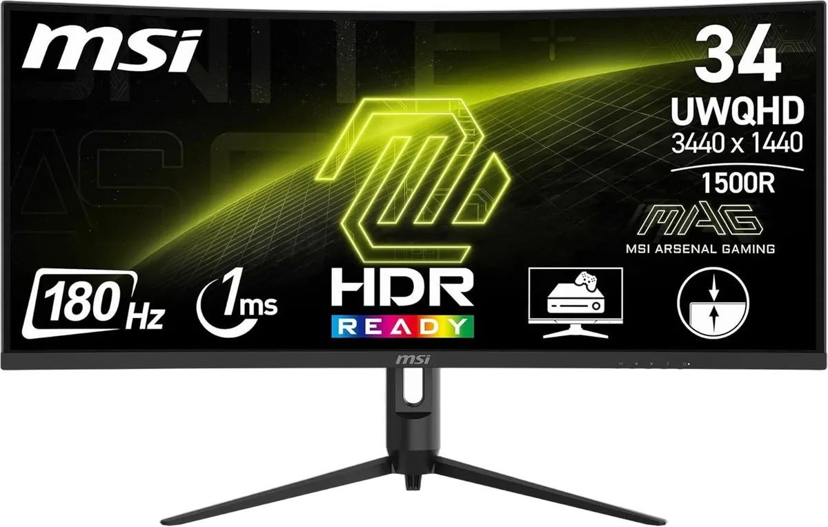 MSI MAG 342CQR E2 - 34"CURVE UWQHD 180Hz VA 4ms AdaptiveSync, vue 1