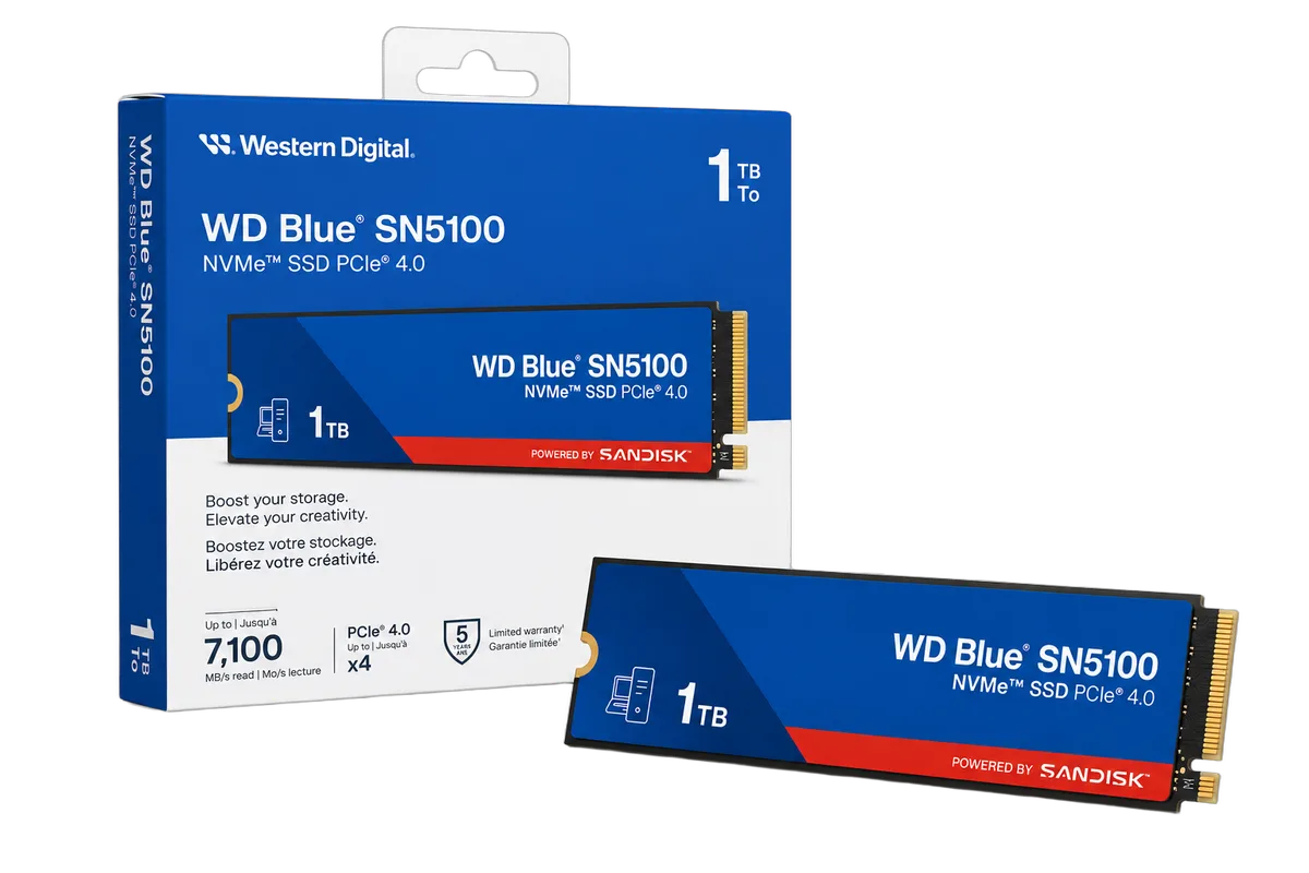 WD SN5100 Blue 1To Gen4 NVMe M.2 OEM, vue 2