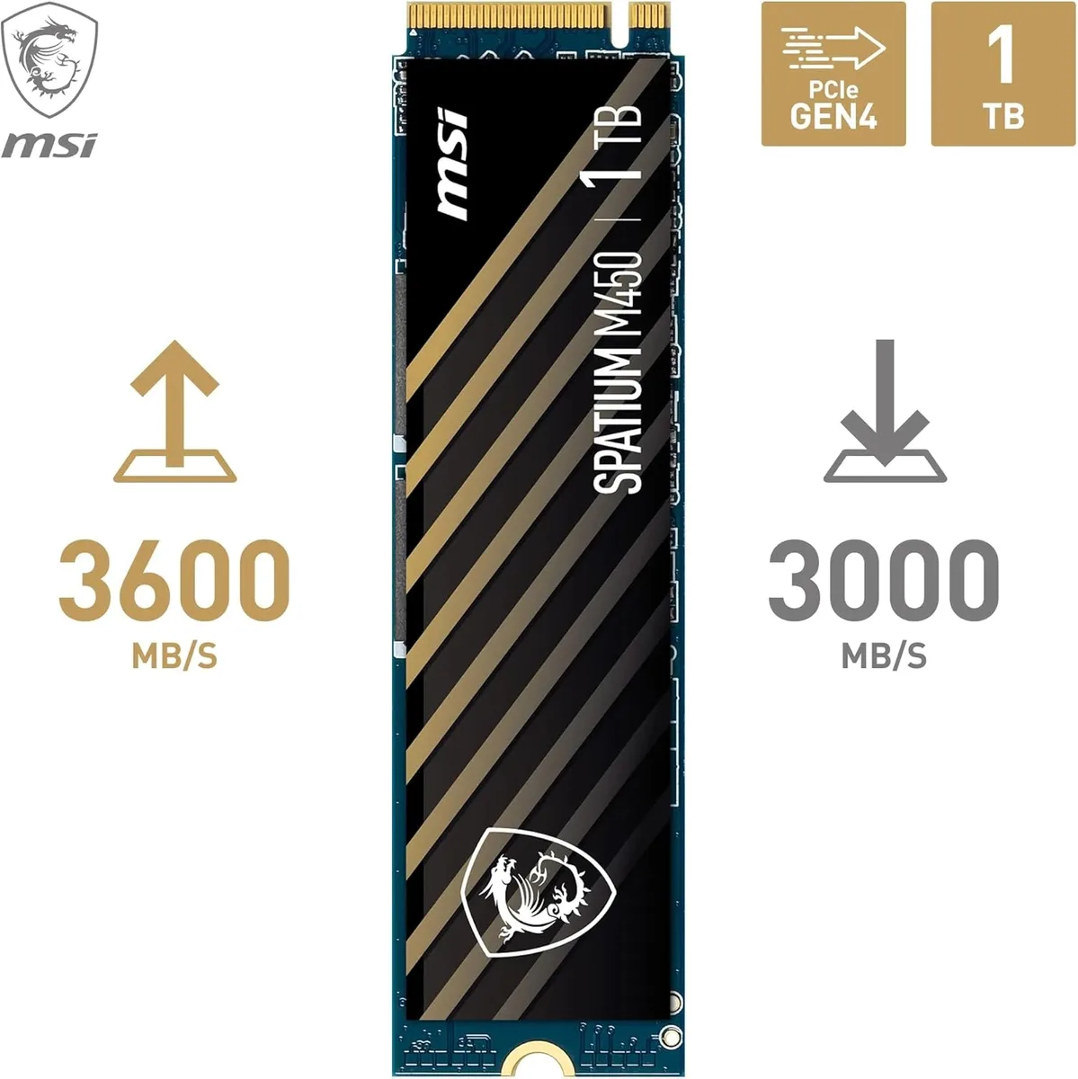 MSI 1To M.2 NVMe Gen4 - SPATIUM M450 V1, vue 3