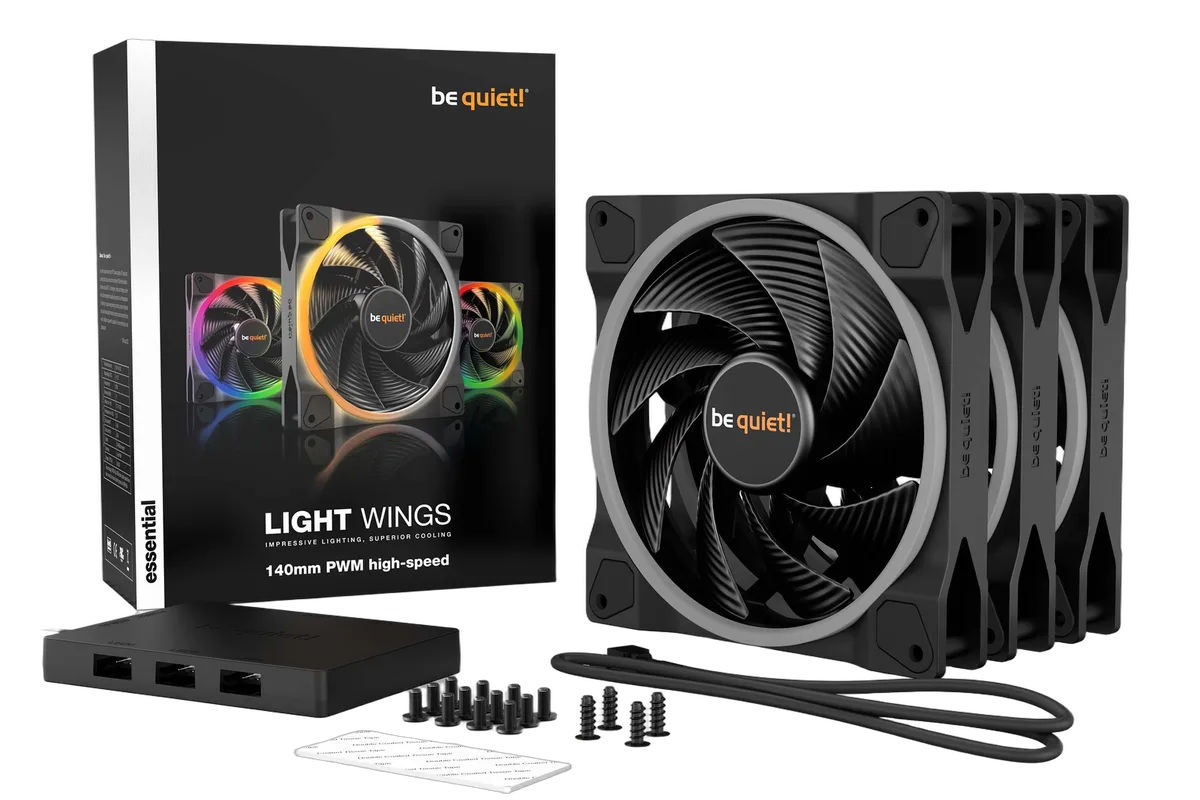 be quiet! Pack de 3 Light Wings 140mm PWM ARGB High Speed, vue 2