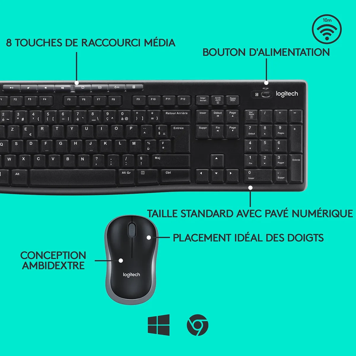 Logitech Wireless Desktop MK270, vue 2