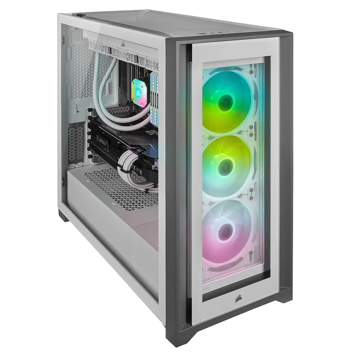 Corsair iCUE 5000X RGB Tempered Glass - White, vue 4