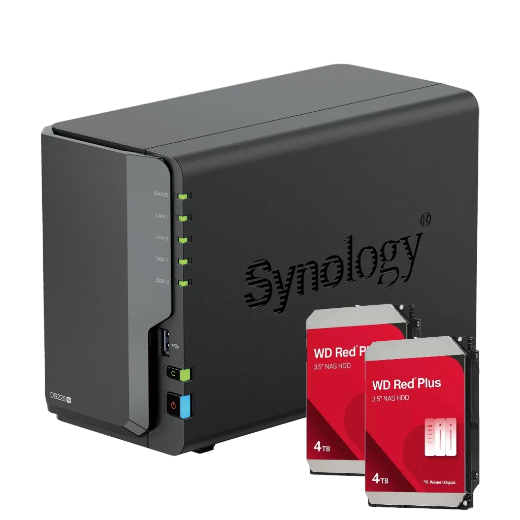 Synology DS225+ - 2 Baies avec 2 disques de 4To RED Plus, vue 1