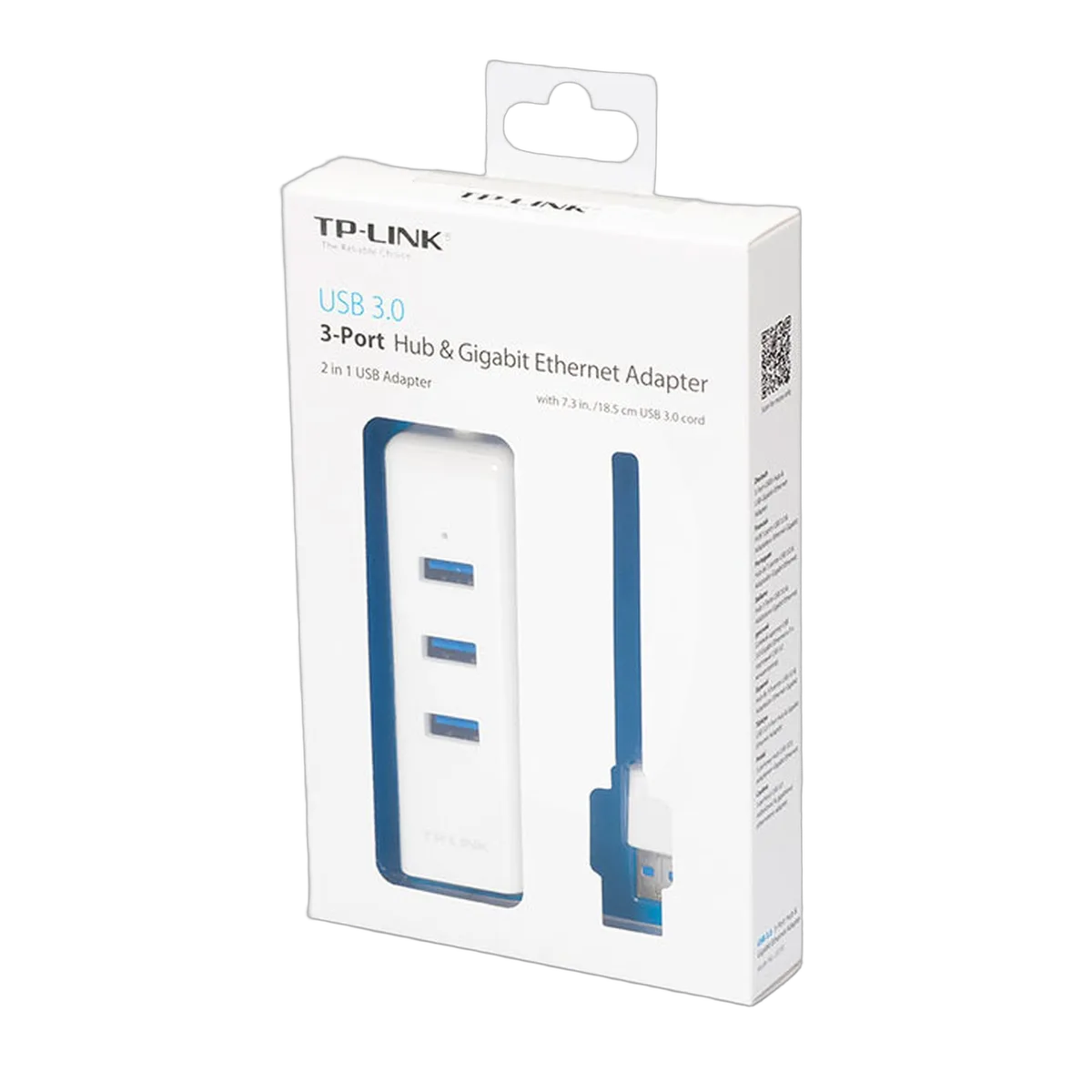 TP-Link USB 3.0 Gigabit Ethernet + hub 3 ports USB 3.0, vue 2