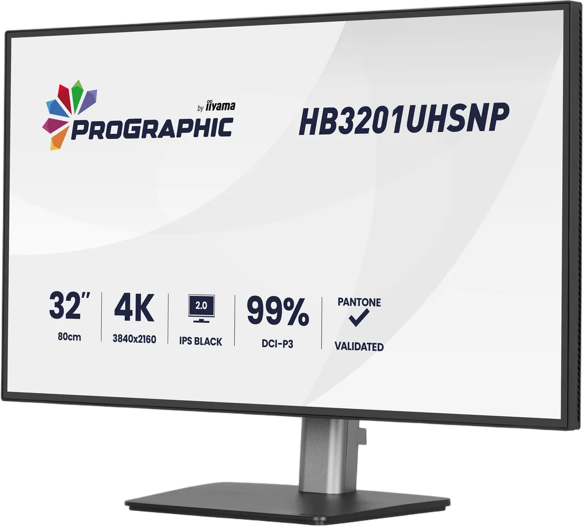 Iiyama ProGraphic - 32" 4K IPS Black 99% DCI P3 USB-C Dock Certifié Pantone, vue 4