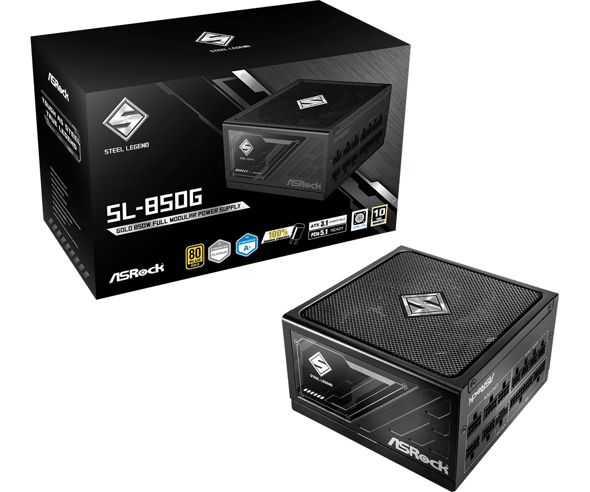 ASRock ATX 850W - 80+ Gold - Steel Legend SL-850G Noir, vue 1