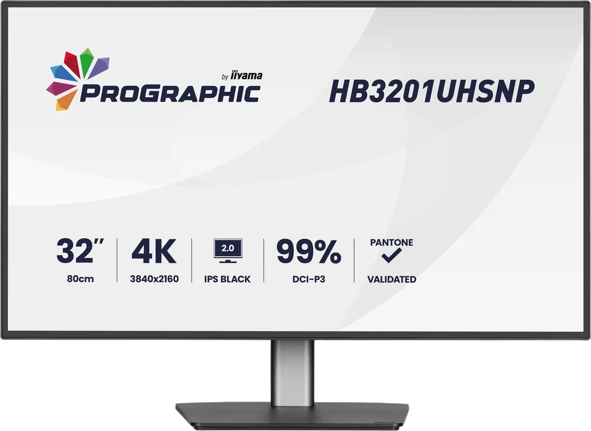 Iiyama ProGraphic - 32" 4K IPS Black 99% DCI P3 USB-C Dock Certifié Pantone, vue 1