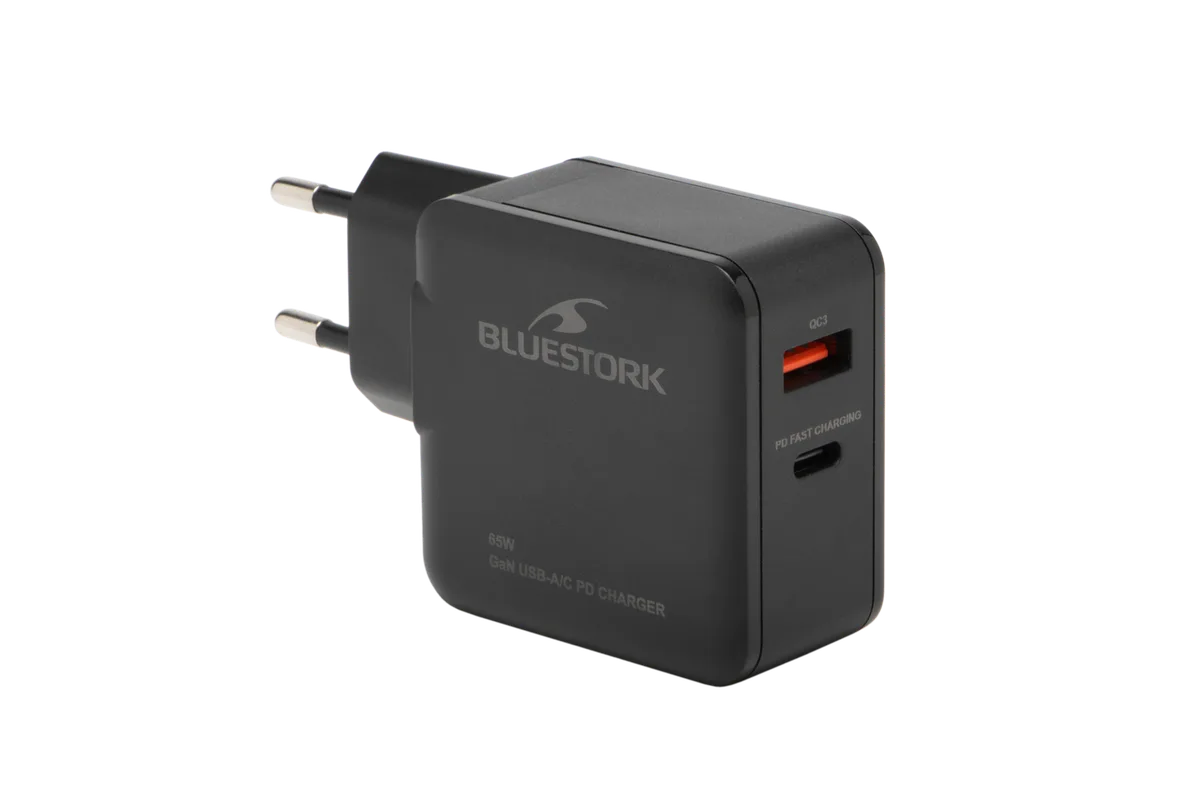 Bluestork Chargeur GaN 65W 2 ports - USB-C/USB-A - Noir, vue 1