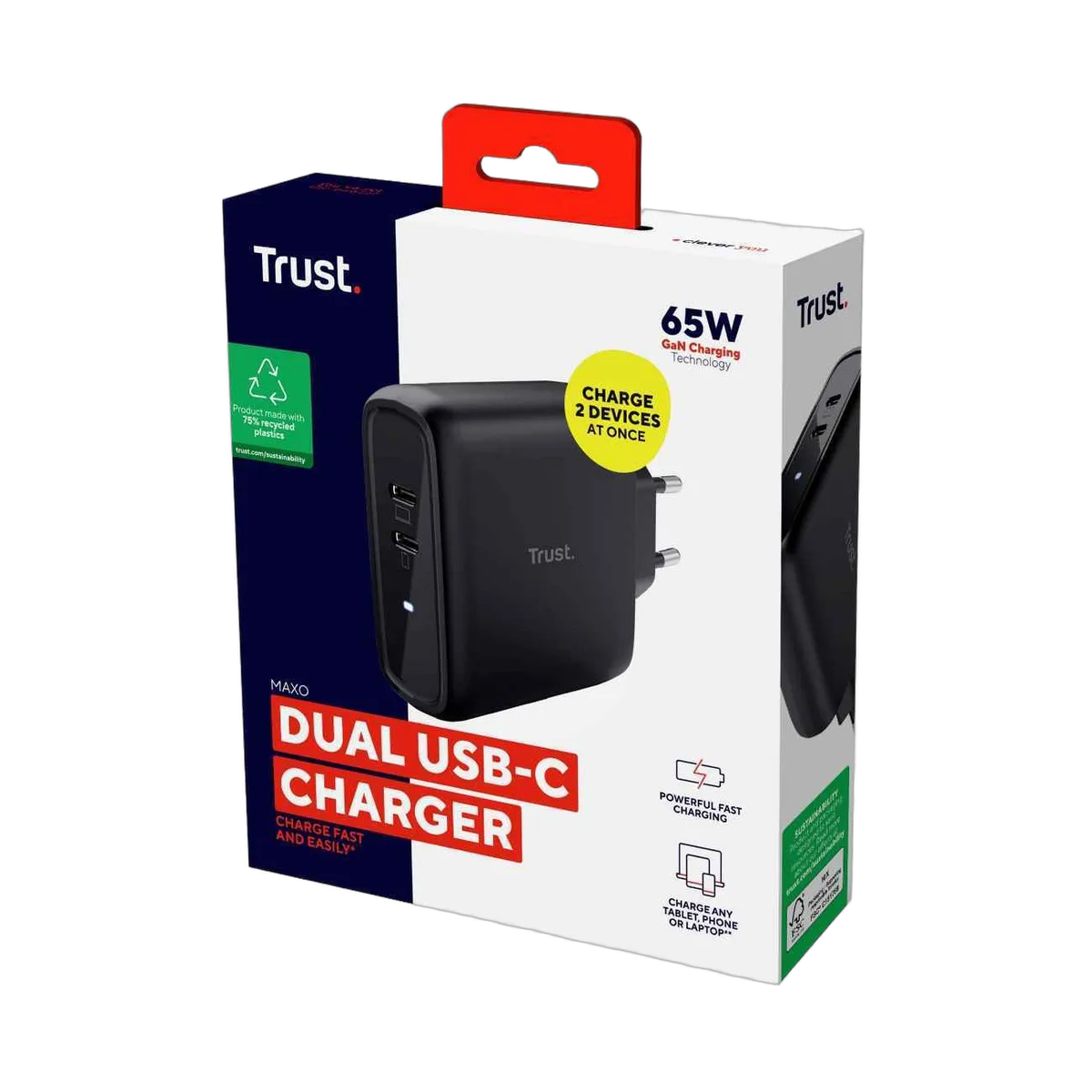 Trust Chargeur universel MAXO 65W - 2 ports USB-C, vue 2