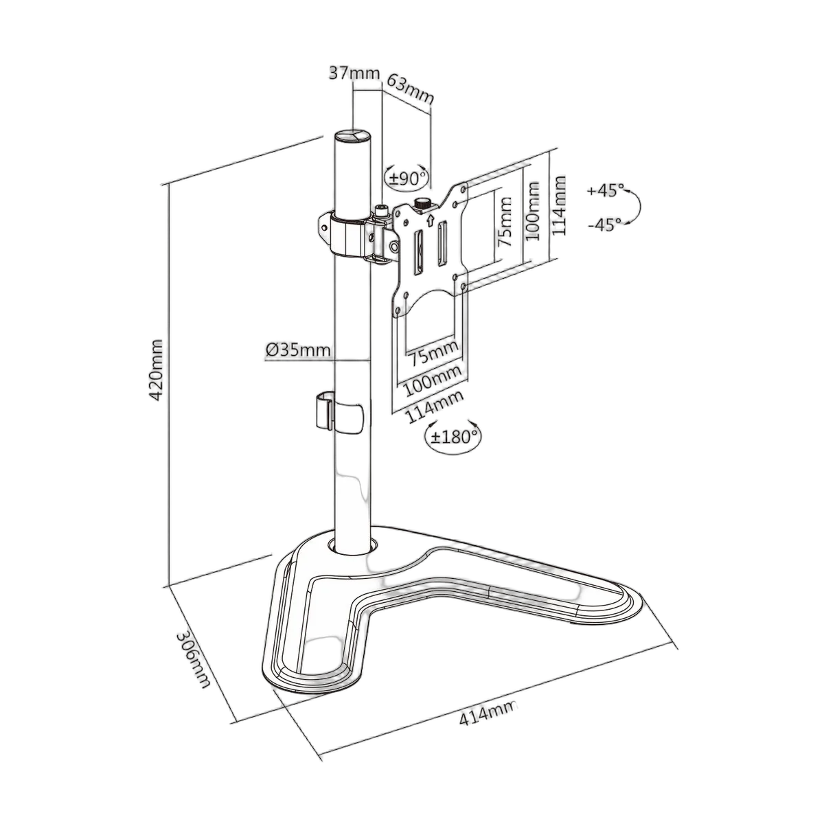 Kimex International Support de bureau pour 1 écran 17" à 32"-Seconde Vie, vue 2