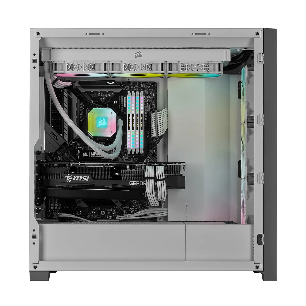 Corsair iCUE 5000X RGB Tempered Glass - White, vue 3