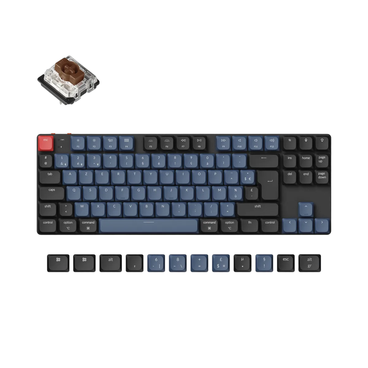Keychron K1 PRO QMK RGB - Sans fil - 75% - Switch Marron, vue 1